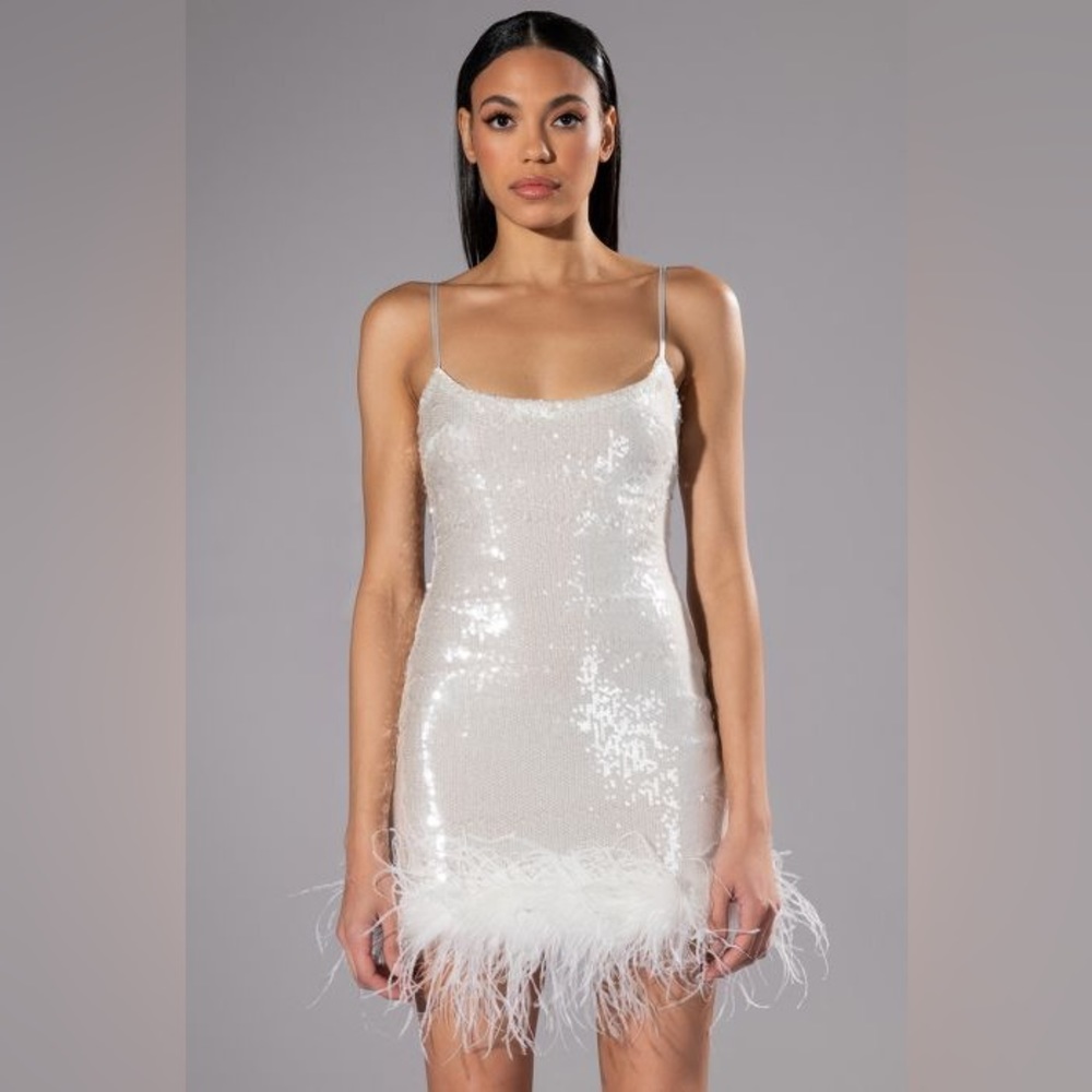 AKIRA Sequin Feathered Dress